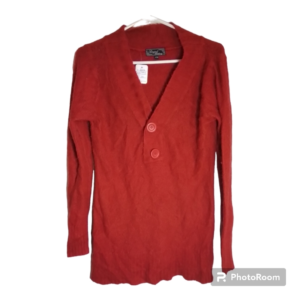 DIGITAL CLOTHES WOMENS RED MEDIUM BUTTON DOWN SWEATET CARDIGAN